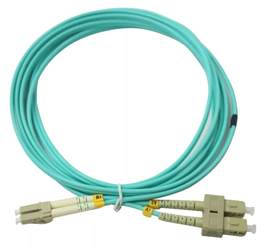 σκοινί 3 μέτρο LC μπαλωμάτων οπτικών ινών 3.0mm OM3 στο πολλαπλού τρόπου διπλό καλώδιο μπαλωμάτων οπτικών ινών Sc